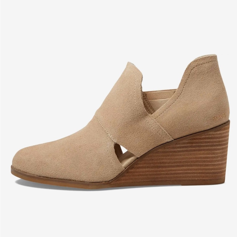 Toms Suade Callie Cutout Wedge Shoes